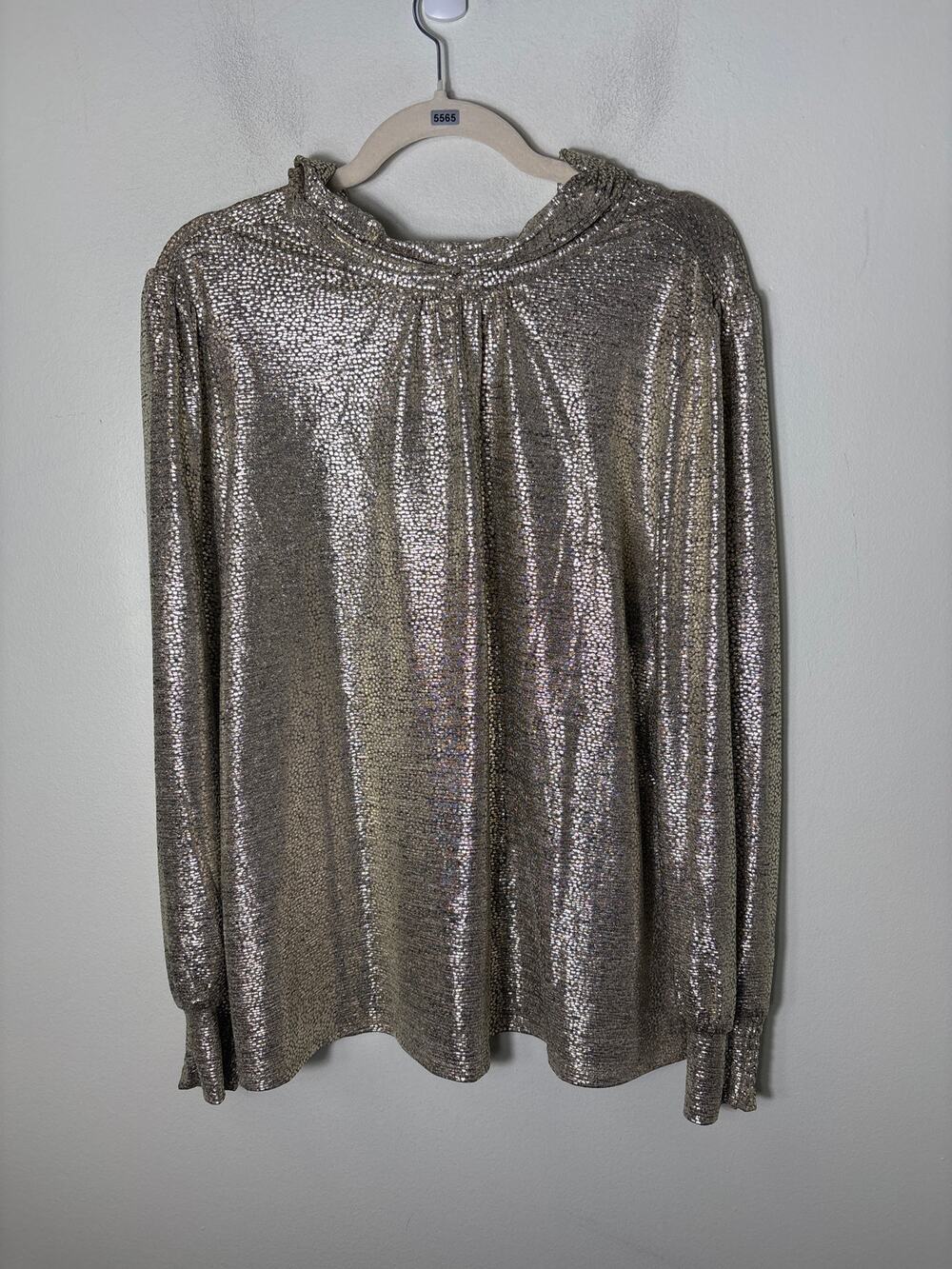Skies are Blue Silver/Gold Long Sleeve High Neck Shirt Sz M